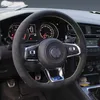غطاء عجلة قيادة السيارة بالكامل Alcantara مخيط يدويًا لسيارة Volkswagen VW Golf 7 GTI Golf R MK7 VW Polo GTI Scirocco 2015315C