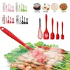 5 pezzi / set utensili da cucina in silicone set frullino per le uova cucchiaio spatola pennello olio kit utensili da cucina accessori 201223