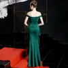 Ballkleider 2019 grüne Meerjungfrau sexy geteiltes elastisches Partykleid sexy Vestidos de Gala Schatz langes Abendkleid