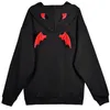 Harajuku Hoodies Girl Little Devil Horns Gothic Hooded Sweatshirts Women Demon Fly Wings Loose Pullovers Pocket Tops Streetwear