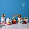 Cartoon Ceramic Chopsticks Organizer Cute Animal Flatware Cylinder Multi Purpose Kitchen Stoarge Holder Utensils Drainer Tank