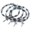 Icona religiosa cristiana perline nere bracciale con croce bracciale gioielli perline rosario