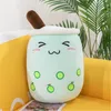 Cute Mini 24cm Fruit Drink Plush Stuffed Cushion Soft Pink Strawberry Milk Tea Plushs Boba Tea Cup Toy Bubble Pillow Kids Gift