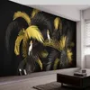 Niestandardowe fotograficzne tapety do sypialni ściany 3d ręcznie malowane tropikalna roślina złoty liść papuga ścienna malarstwo salon Art Mural