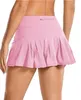 LU-07 Tenniskjolar veckade Yoga kl￤der kjol Gymkl￤der Kvinnor Running Fitness Golf Underware Pants Yoga Shorts Sports Short Back Midjeficka blixtl￥s