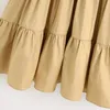 New Women simply puff sleeve solid color pleats big swing mini Dress office lady buttons Vestido Chic casual Dresses DS3781 T200613