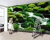 Papier peint 3d décor à la maison papier peint 3d vert émeraude mousse eau courante paysage romantique décoratif 3d papier peint Mural