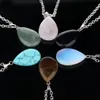 Ketting Sieraden Goedkope Healing Kristallen Amethist Rozenkwarts Kraal Chakra Healing Point Vrouwen Mannen Natuursteen Hangers Lederen Kettingen