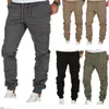 Mens Joggers de cintura elástica calças de trabalho chino chino calças de estilo casual de estilo casual calças de fundo uk