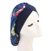 Home Travel Soft Salon Wide Band Floral Printed Sleeping Bonnet Imitated Silk Fabric Forehead Crossed Women Turban Hat Hair Care