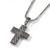 Hip Hop Punk Jewelry Square Zirconio Diamond Cross Pendant Street Trendy Collana da uomo fresca