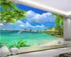 Beibehang Po Mural Wallpaper HD Coconut tree Seascape Beach Dolphin Sea Landscape 3d wallpaper for living room papel tapiz285R