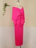 2022 Women Long Party Dresses Bare Shoulder Big Bow Large Size Slim Bodycon Dresses Celebrity Birthday Dinner Occasion Gowns 3XL G0214