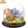 Monteren DIY Poppenhuis Speelgoed Houten Miniatura Doll Huizen Miniatuur Poppenhuis Speelgoed Met Meubels LED-verlichting Verjaardagscadeau B016 LJ200909