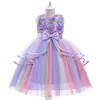 Vestidos de arco de flor unicórnio Páscoa Princesa Dress Kids Girls Childs Children Birthday Birthday Skirt 20220225 H1