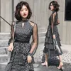 Модное новое шифоновое платье прозрачное с длинным рукавами в горошек, дамы, элегантное темпераментное длинное платье LJ200818