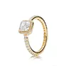 925 sterling Silver CZ Diamond خاتم الماس مع شعار مربع أصلي ملائمة Pandora Style 18K الذهب خاتم الزواج المجوهرات للنساء