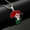 Collana con ciondolo bandiera Etiopia in acciaio inossidabile con mappa dell'Africa, gioielli color oro per donna uomo