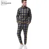 SITEWEIE 2 pièces ensembles mode hommes vêtements vêtements de sport décontractés hommes ensembles survêtement mâle plaid imprimé fermeture éclair survêtement tenue L441 201109