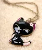 Joli chat pendentif collier émail bijoux Maxi déclaration colliers pour femmes fille Animal cadeau longue chaîne collier
