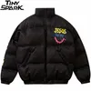 Hip Hop Übergroße Parka Jacke Männer Streetwear Graffiti Lustige Bär Druck Jacke Harajuku Baumwolle Winter Warme Gepolsterte Jacke Mantel 201204