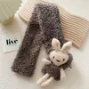 Zoete faux bont sjaals imitatie lammeren wol winter warm pluche kruis sjaal met beer schattige vrouwen sjaals kinderen solide nek ring