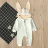 Cute Newborn Baby Boy Girl Bunny Rompers Long Ear Hooded Jumpsuit Rabbit Playsuit Autumn Winter Baby Boy Girl Easter Costumes 201027