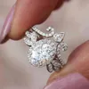 Flower Moissanite Promise Ring Sterling Sier AAAAA Zircon Engagement Wedding Band Rings for Women Bridal Jewelry Gift