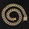 15mm 3ROW ZIRCON MIAMI CUBAN LINK Kedja Guld Silver Plated Cuban Link Chain Lab Diamond Bling Chain