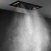 Lyx 5 Funktioner Rainfall Dusch Set Badrum Inbäddat Tak LED Duschhuvud Termostatiska Mixer Ventil Svart Kranar