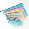 10st Portable Tickened File Folder Organizer Bag Mesh Zipper Transparent File Folder PVC Väskor Storage Arrangör VTKY2296