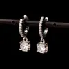 Moissanite Drop Earrings for Women Classic Four Claws S925 Sterling Silver Platinum Plated Wedding Fine Jewelry