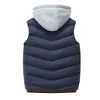 Men Jackets Sleeveless Winter Mens Warm Down Hooded Vest Male Cotton Thick Warm Waistcoat Fleece Thermal Soft Vests Men 201104