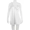 SYLPH Kadınlar Için Yeni Katı Renk Elbiseler 2022 Backless Bir Omuz Lace Up 2022 Vestidos Göğüs Wrap Mini Elbise Balo Akşam Y220214