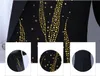 Mens Gold Diamond Bordado Tuxedo Tailcoat Slim Fit 4 PPCS Vestido Traje Hombres Fiesta Boda Cena Chaqueta Swallow-Tailed Coat 4XL 201105