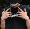 Anpassat namn A- Z Dubbellager Stenar Kursiva Bokstäver Hänge Halsband För Män Kvinnor Presenter Cubic Zirconia Halsband Hip Hop Smycken