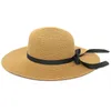 2020 nouveau chapeau de paille femme été grand chapeau de plage à large bord chapeau de plage en plein air version coréenne du chapeau de soleil sauvage pliable anti-UV G220301