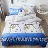 Espacio de dibujos animados Ropa de cama Juego de cama a cuadros negros Textiles para el hogar Funda nórdica linda Sábana Funda de edredón para niños Queen King Size C0223