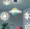 Lampe de chambre à LED moderne LED Creative Globe, plafonnier de gouvernail de navire, télécommande Garçon Boy et fille Chambre à coucher