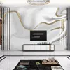 Benutzerdefinierte Wandbild Tapete Moderne 3D Goldene Linie Jazz Weiß Marmor Tapete Wohnzimmer TV Sofa Abstrakte Kunst Tapeten Hause decor5214277