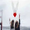 Two Piece Cute Brick Heart Pendant Necklace New Design Lego Heart Necklace for Women Men Girl Boy Jewelry Wholesale G220310
