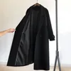 Женщины шерстяные пальто 2020 теплые шерстяные сочетания длинные зимние пальто разворотный воротник регулируемый ремень Parka Mujer офис работы носить LX2551