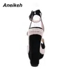 Aneikeh nouveau 2020 nouveauté troupeau femmes sandales chaussures compensées talons hauts gladiateur boucle sangle danse mariage pompes noir taille 34-35 1010