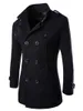 Мужское зимнее шерстяное пальто, мужское высококачественное сплошное цветное простое смешанное шерстяное гороховое мужское пальто, повседневное пальто