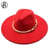 Fs preto branco lã branco grande borda larga chapéus simples top chapéu Panama sentiu fatores chapéu para homens mulheres trilby jogador jazz boné