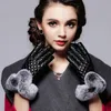 Cinq doigts gants écran tactile pour femme hiver chaud en cuir véritable dames élégantes vraie fourrure de mouton15250052