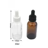 15ml 30ml Amber Glass Dropper Flaskor Flytande Reagent Pipette Container Eyedropper Aromaterapi Essentiell Oljekrengör