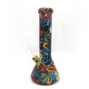 Silicone Bong Cartoon Theme Printing Straight Water Pipes Smoking Bong With Glass Bowl Skull Alien