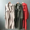 Vår lång Casual Trench Coat Kvinnor Full längd ärm Öppna Stitch Outwear CRRIFLZ 210520