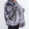 OFTBUY luxe nouvelle marque de mode manches évasées argent réel manteau de fourrure veste d'hiver femmes naturel fourrure de renard vêtements d'extérieur Streetwear